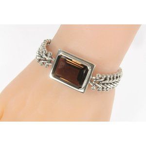 Lori Bonn Sterling Silver Emerald Cut Smoky Topaz Bracelet